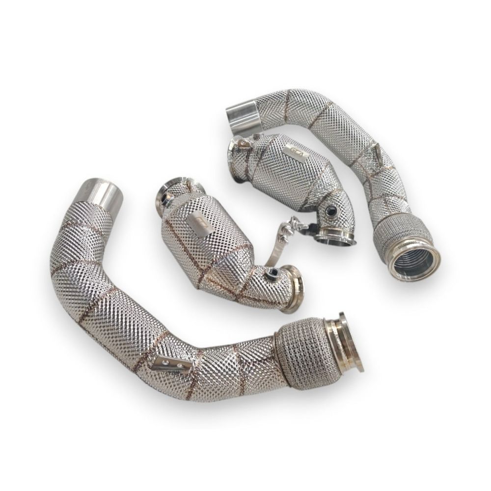 2019-2023 BMW X5M/X6M Downpipes | F95/F96 Yes Heat Shield / 200 Cell Euro 6 Sport High Flow Cat Downpipes